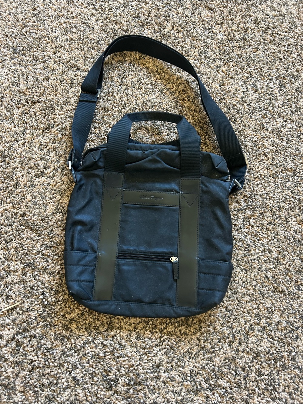 Salvatore Ferragamo Black Nylon Satchel with Adjustable Strap
